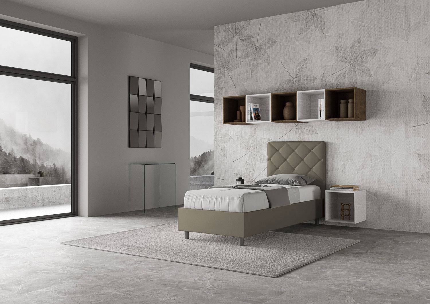 Letto singolo contenitore imbottito similpelle Priya 90x190 - Image 4