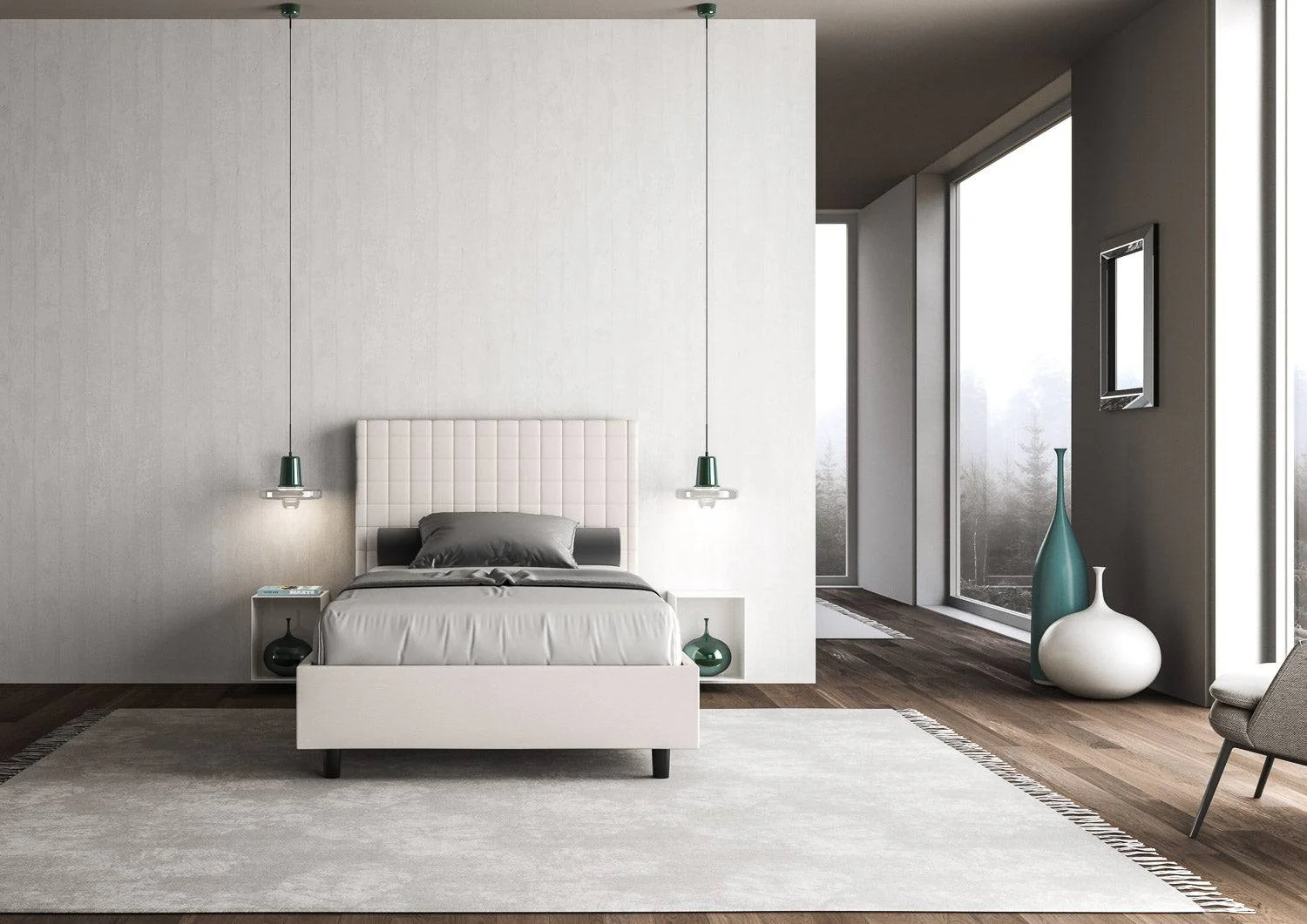 Letto singolo contenitore imbottito similpelle Sunny - Image 12