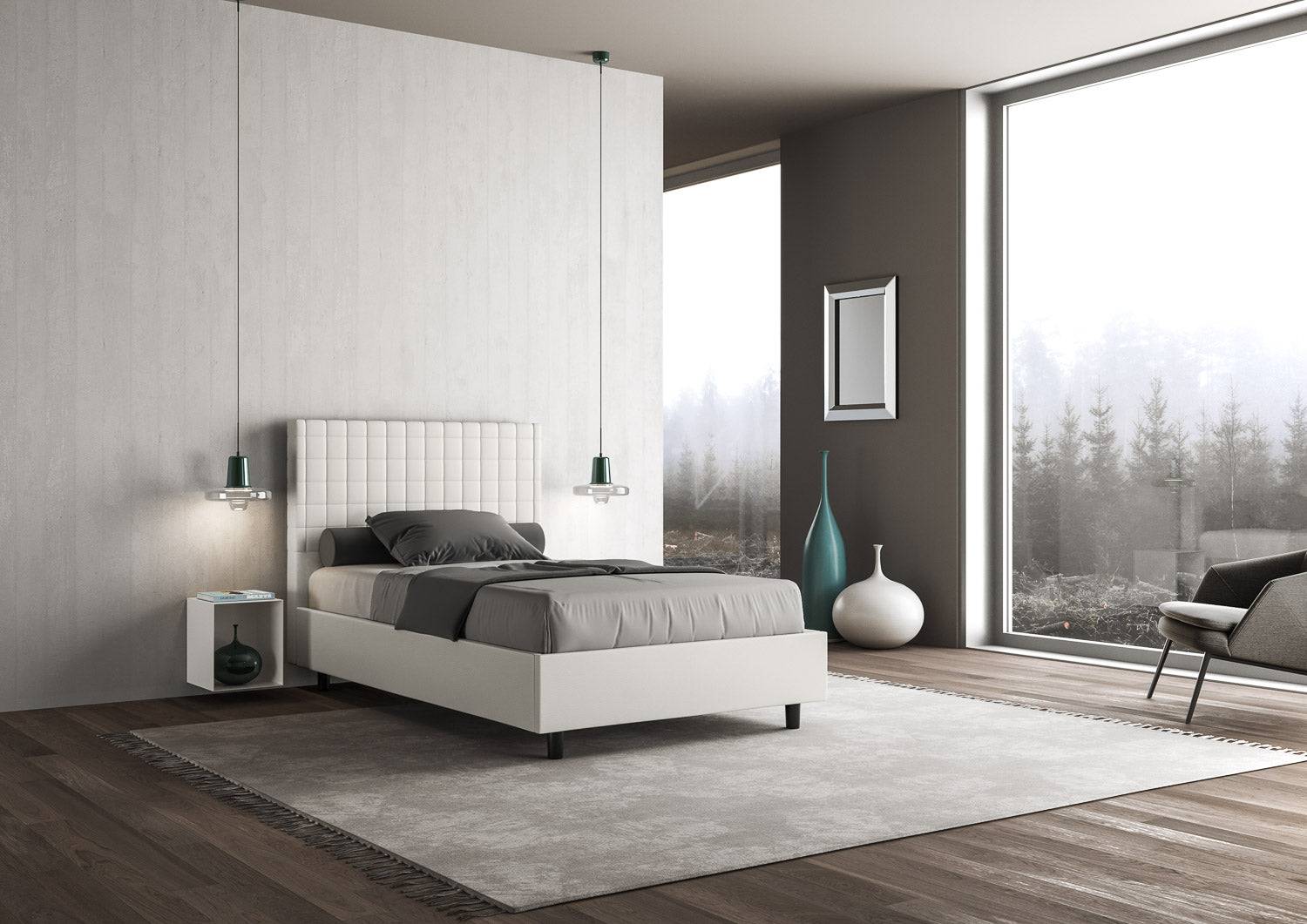Letto singolo contenitore imbottito similpelle Sunny - Image 13