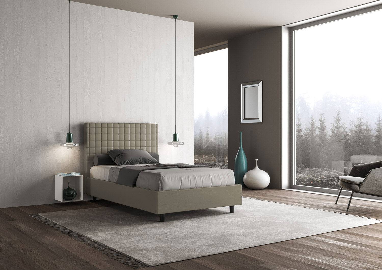 Letto singolo contenitore imbottito similpelle Sunny - Image 4
