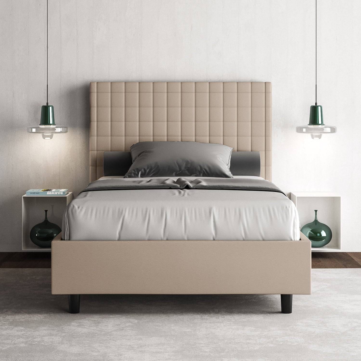 Letto singolo contenitore imbottito similpelle Sunny - Image 7