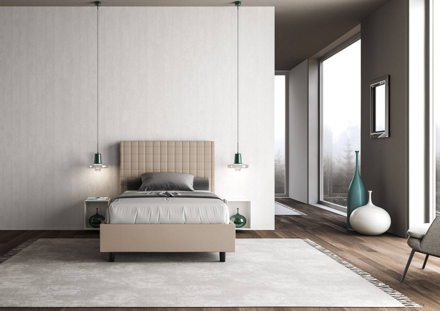 Letto singolo contenitore imbottito similpelle Sunny - Image 8