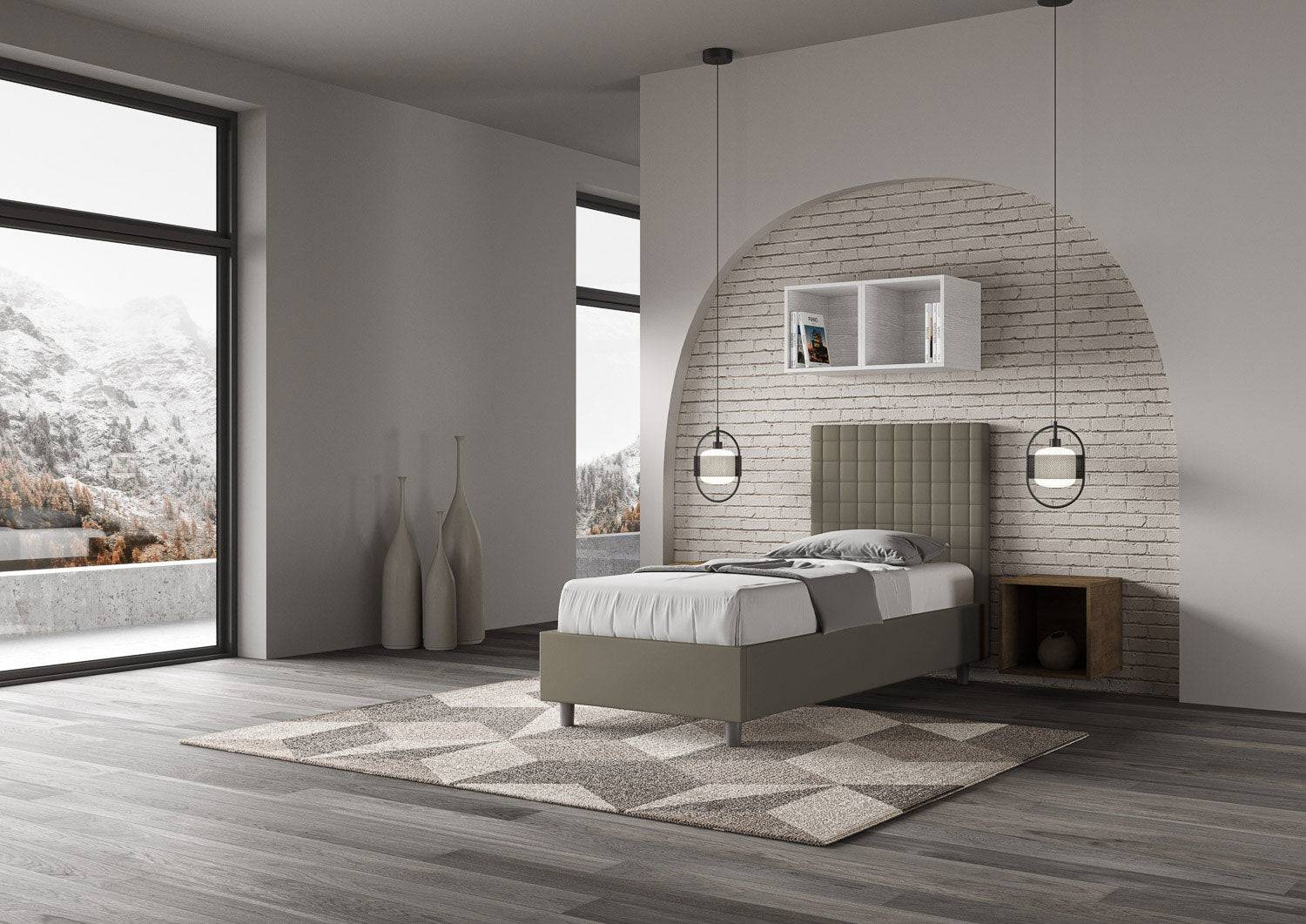Letto singolo contenitore imbottito similpelle Sunny - Image 4