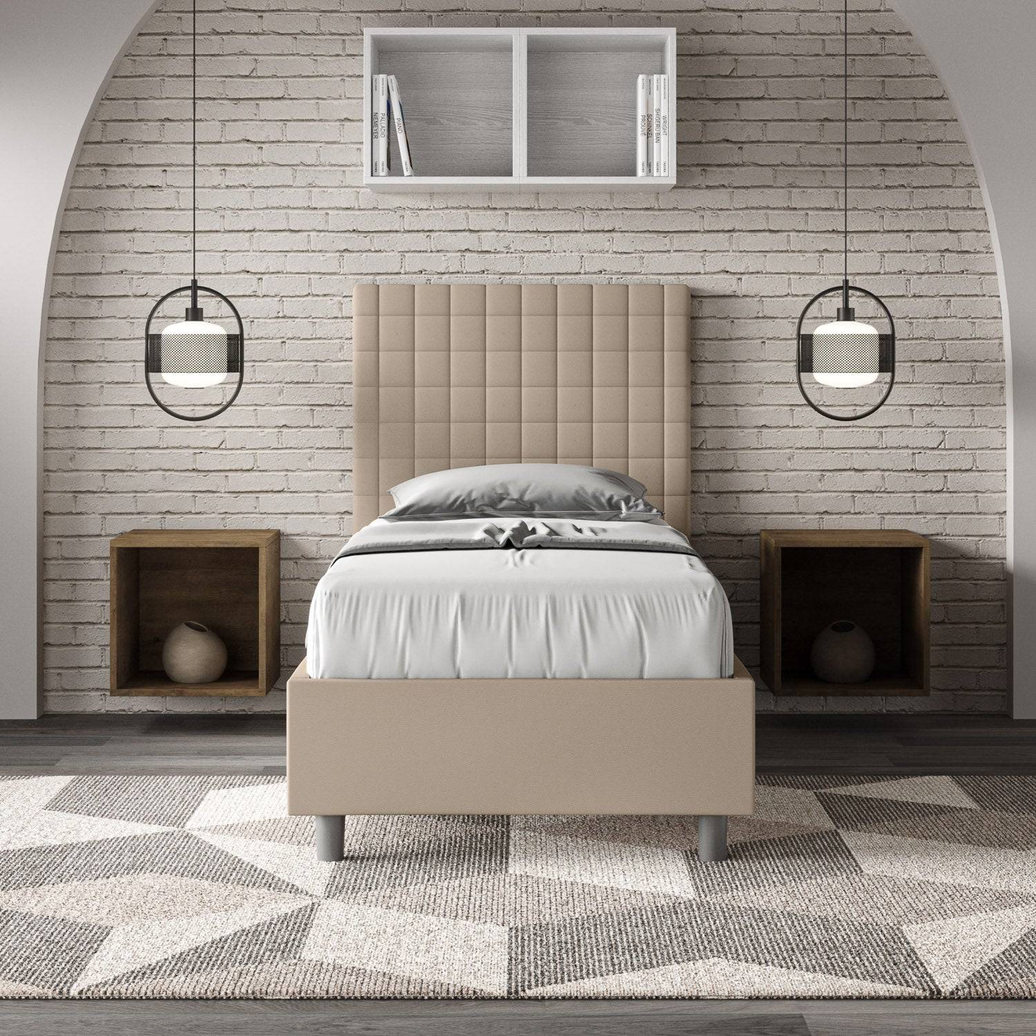 Letto singolo contenitore imbottito similpelle Sunny - Image 7