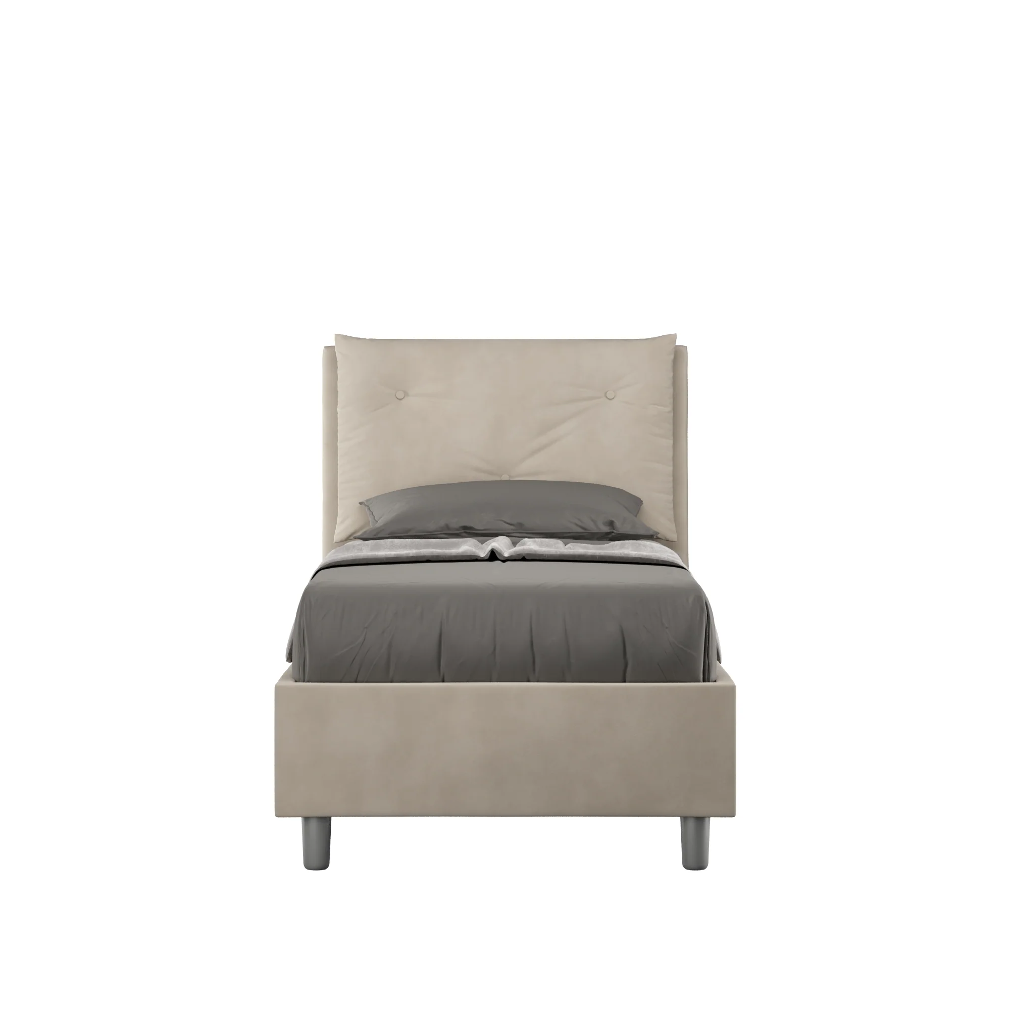 Letto singolo imbottito 80x190 microfibra Appia senza rete, con rete e contenitore - Image 14
