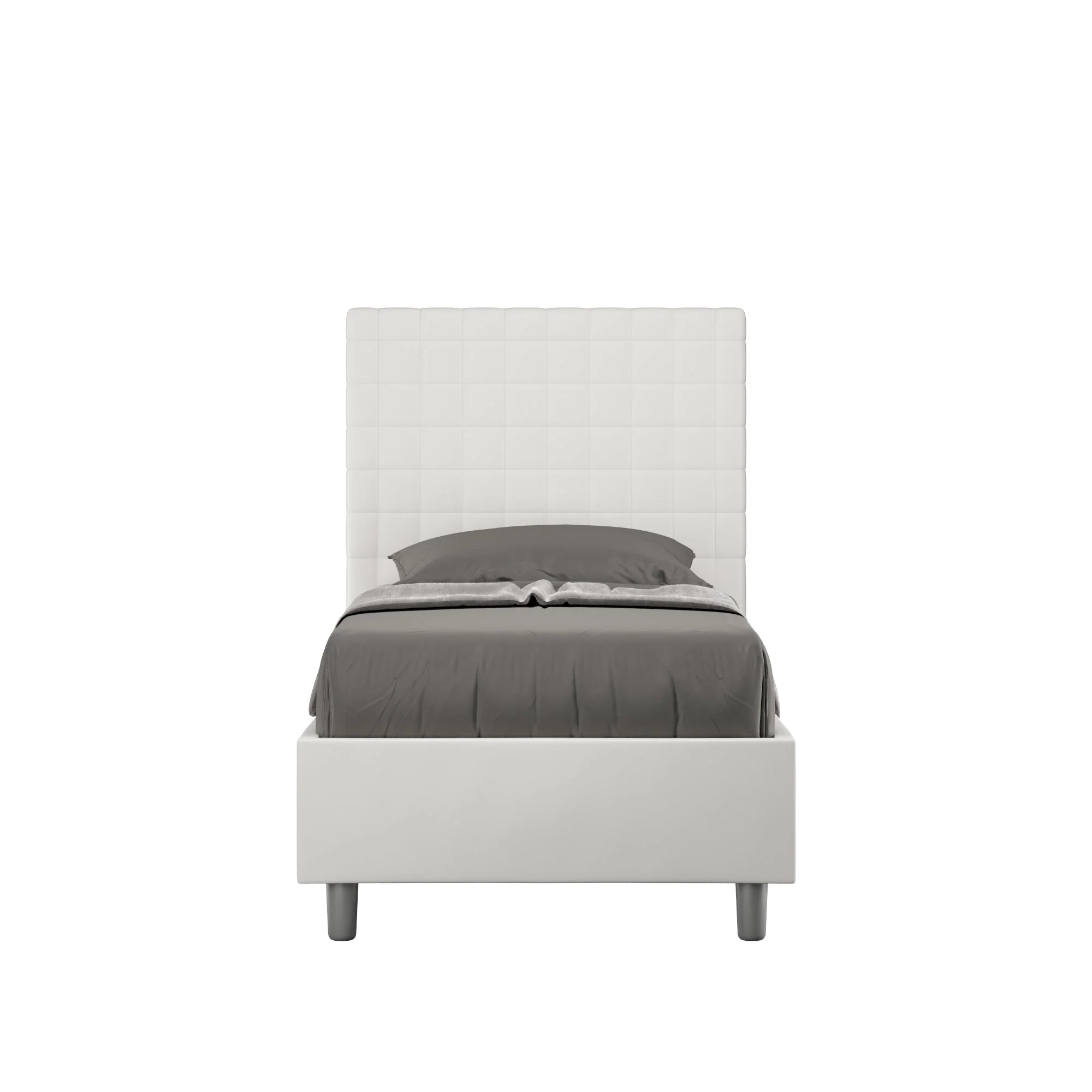 Letto Singolo 80x190 Sunny in Similpelle con Contenitore - L.95xP.210 H.122 cm, Made in Italy