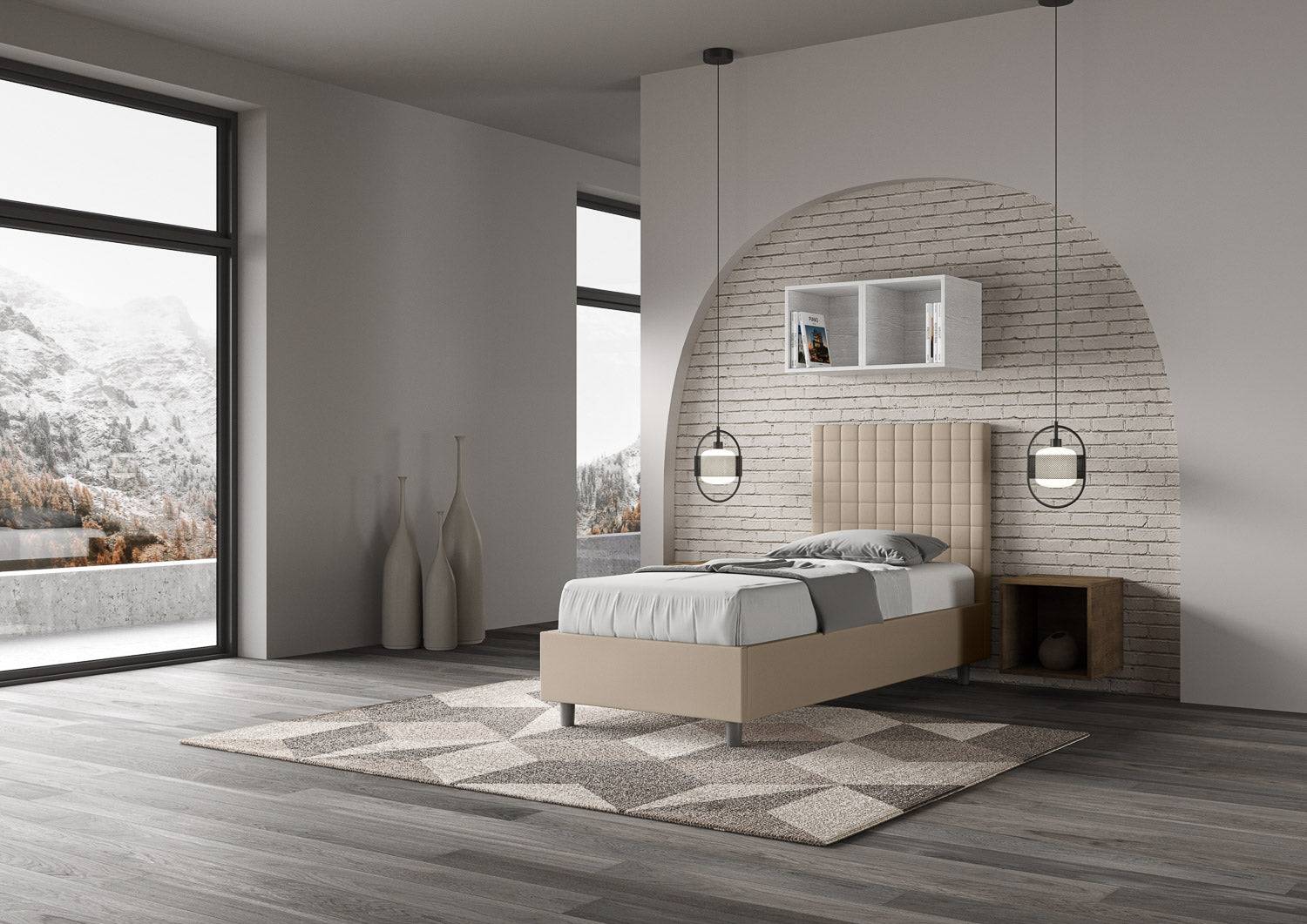 Letto Singolo 80x190 Sunny in Similpelle con Contenitore - L.95xP.210 H.122 cm, Made in Italy - Image 8