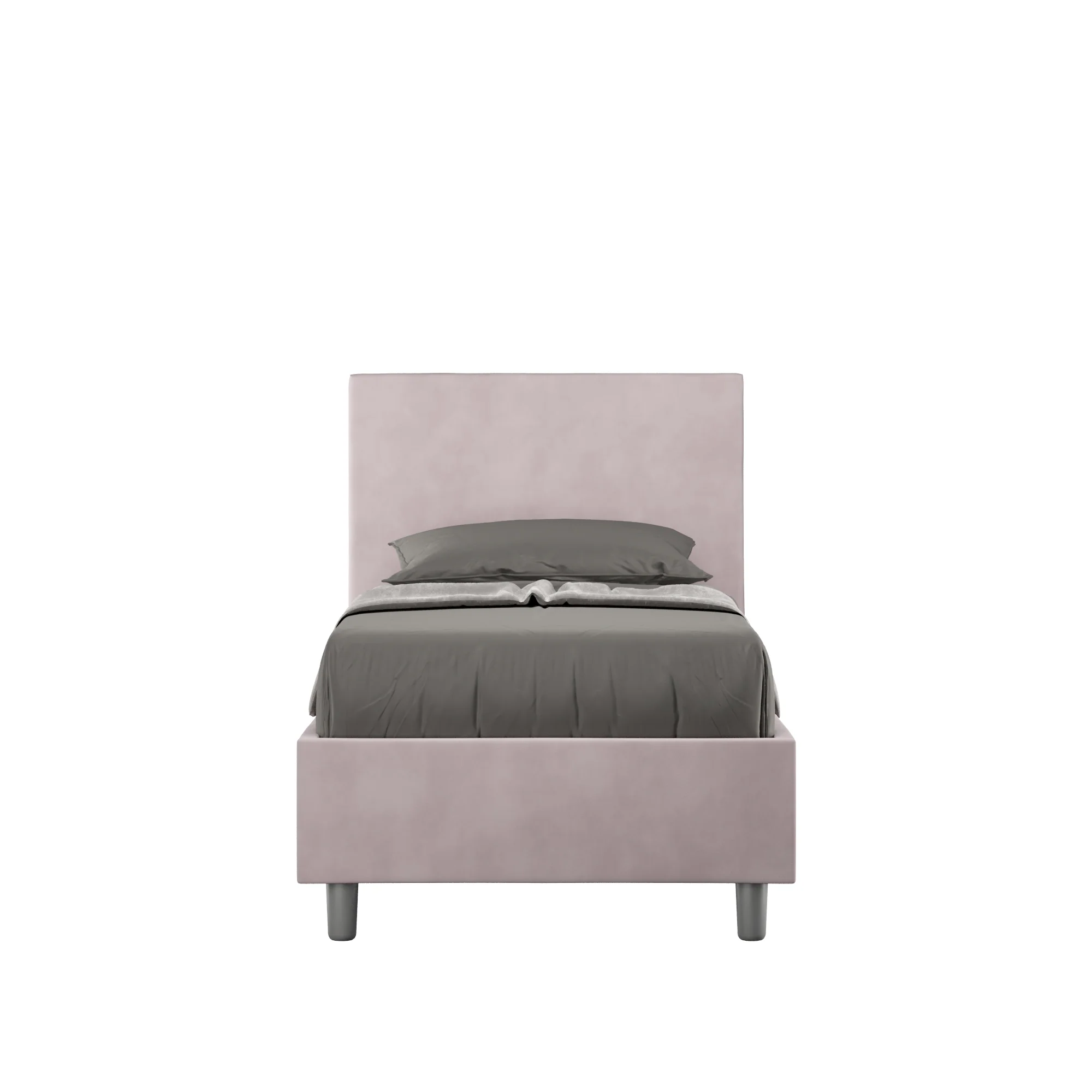 Letto singolo imbottito 80x200 microfibra Adele senza rete, con rete e contenitore
