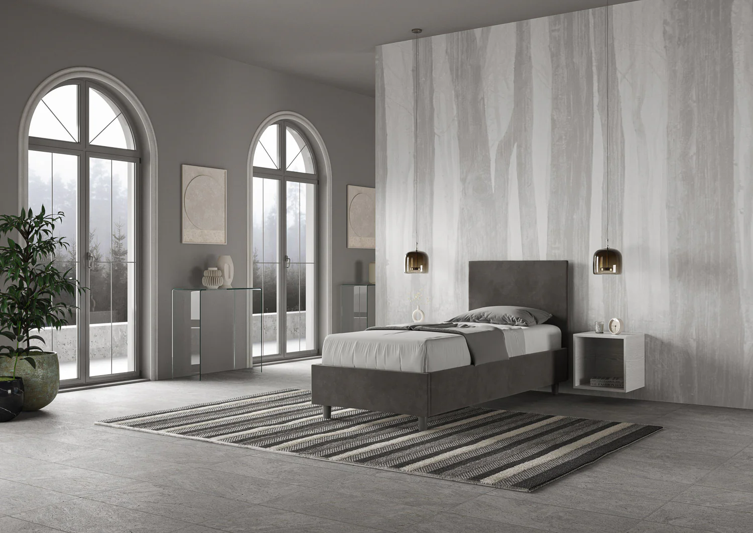 Letto singolo imbottito 80x200 microfibra Adele senza rete, con rete e contenitore - Image 19