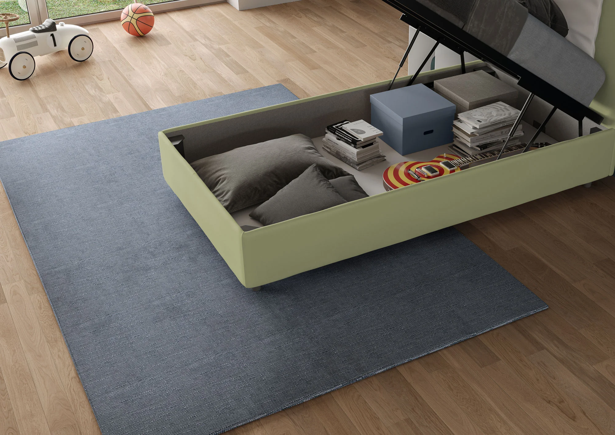Letto singolo imbottito 80x200 microfibra Adele senza rete, con rete e contenitore - Image 21