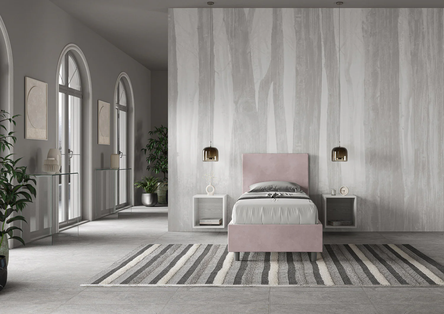 Letto singolo imbottito 80x200 microfibra Adele senza rete, con rete e contenitore - Image 3