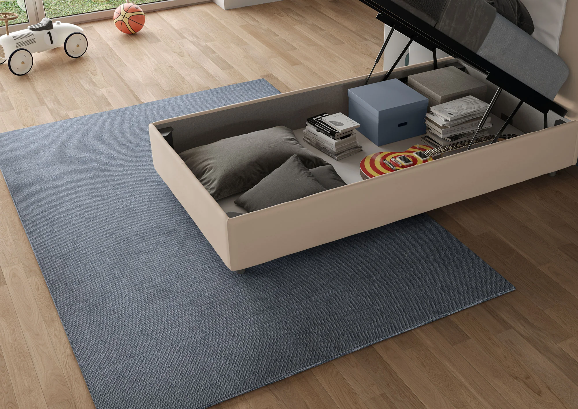 Letto singolo 80x200 imbottito senza testiera, con rete o contenitore - Image 86