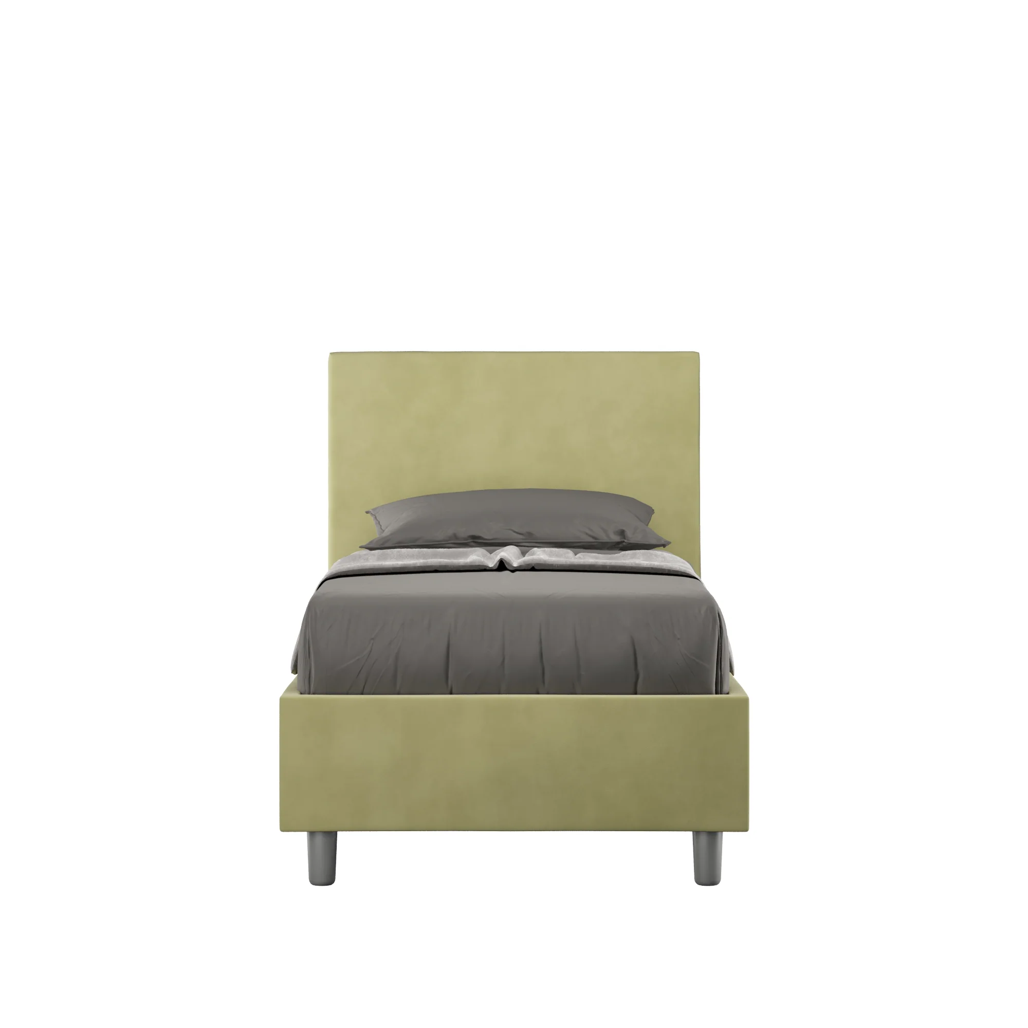 Letto singolo imbottito 80x210 microfibra Adele senza rete, con rete, contenitore - Image 5