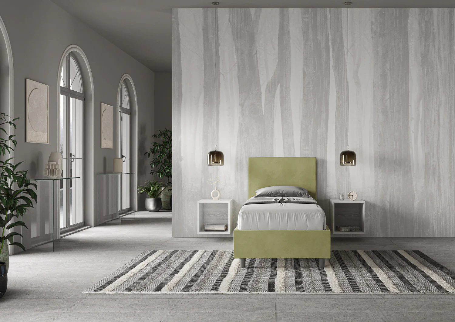Letto singolo imbottito 80x210 microfibra Adele senza rete, con rete, contenitore - Image 7