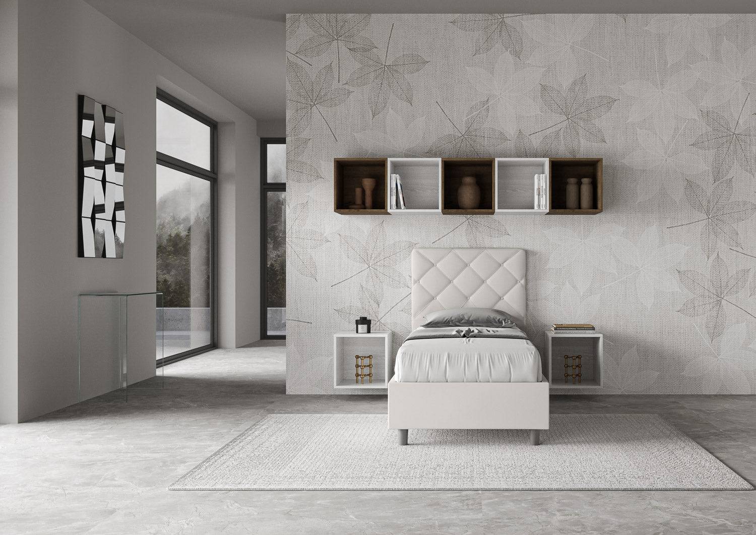 Letto Singolo 80x210 Priya in Similpelle con Contenitore - L.95xP.230 H.122 cm, Made in Italy - Image 3