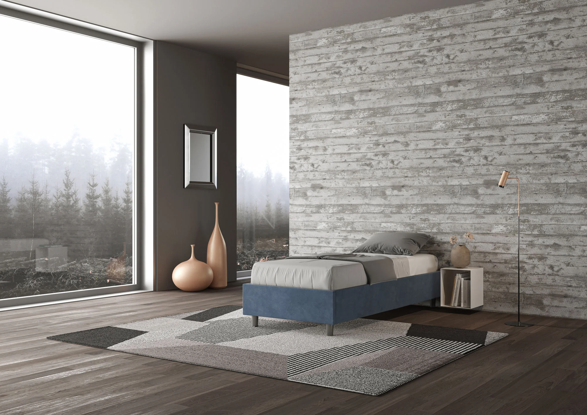 Letto singolo imbottito 90x190 microfibra Azelia con e senza rete e contenitore - Image 37