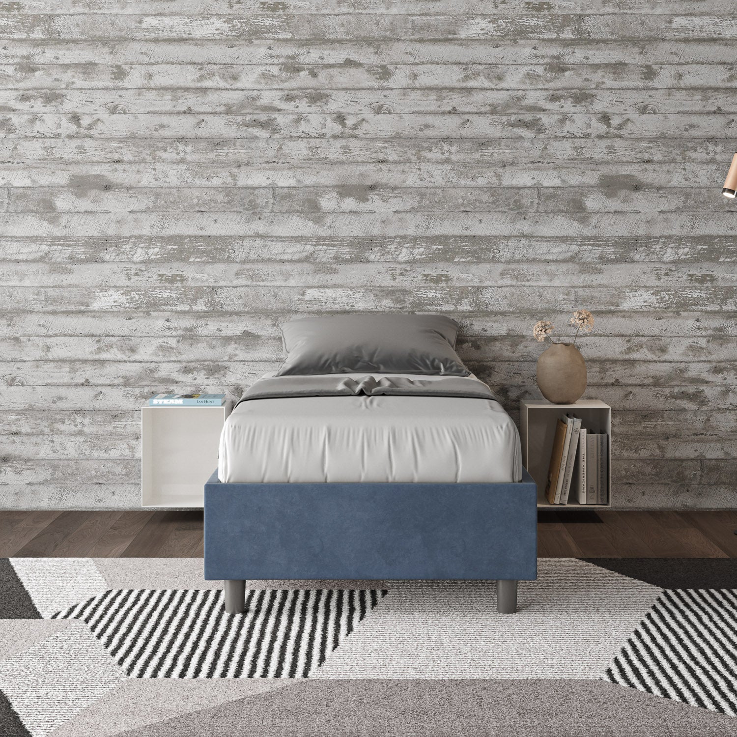 Letto singolo imbottito 90x190 microfibra Azelia con e senza rete e contenitore - Image 69