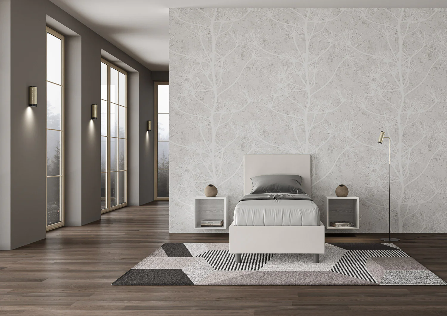 Letto singolo imbottito similpelle Adele senza rete, con rete e contenitore - Image 3