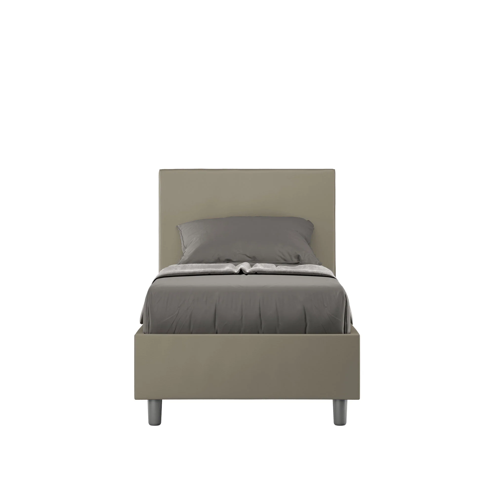 Letto singolo imbottito similpelle Adele senza rete, con rete e contenitore - Image 8