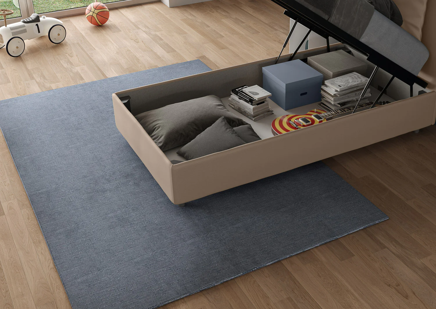 Letto singolo imbottito similpelle Annalisa con e senza rete e contenitore - Image 14
