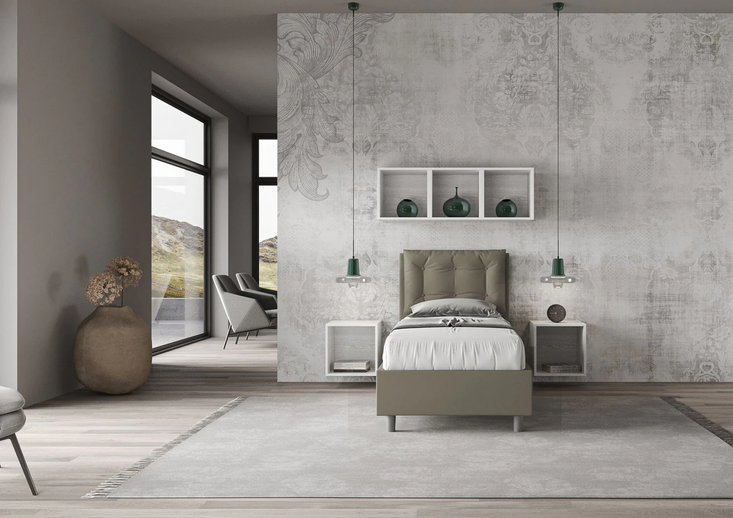 Letto singolo imbottito similpelle Annalisa senza rete, con rete, contenitore - Image 11
