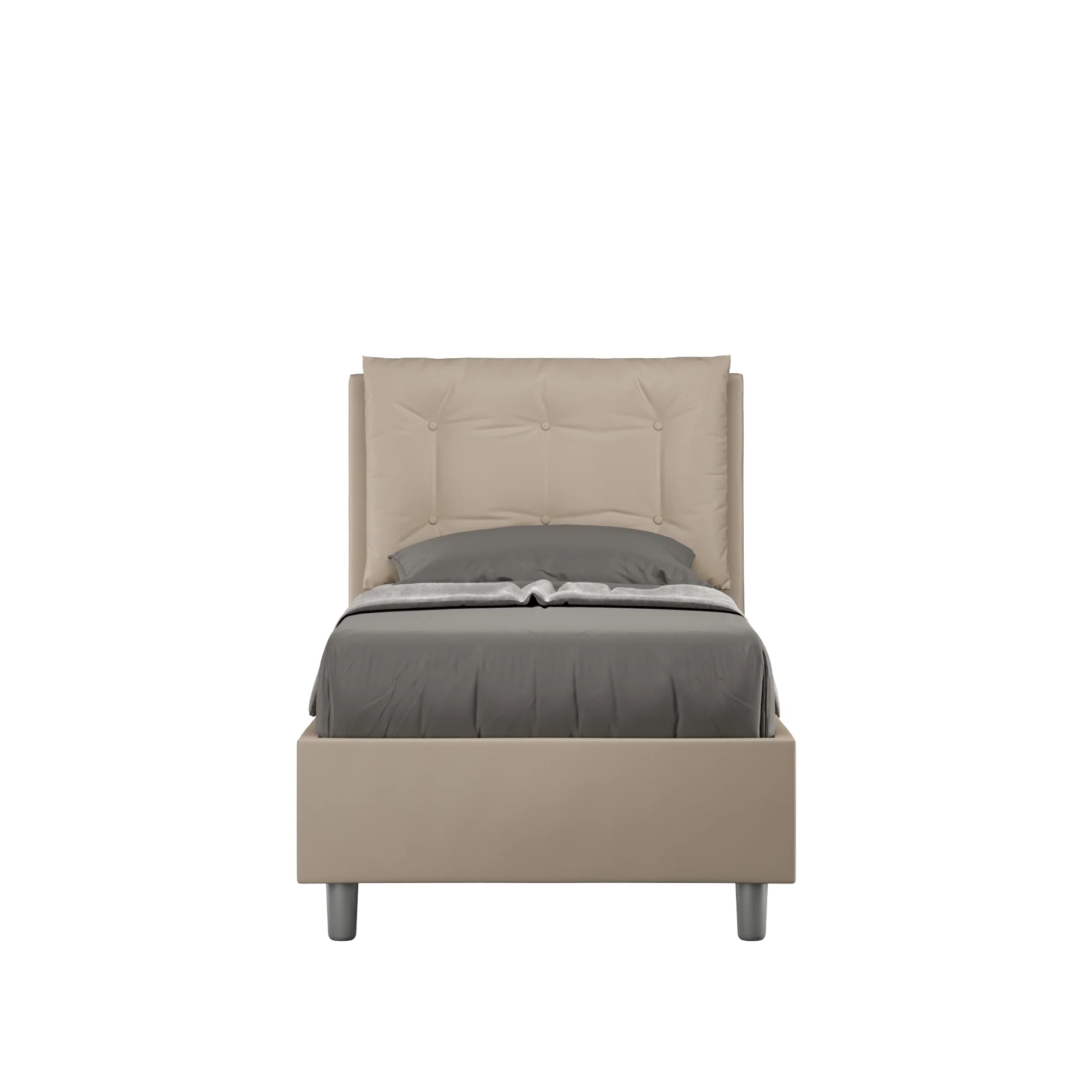Letto singolo imbottito similpelle Annalisa senza rete, con rete e contenitore - Image 5