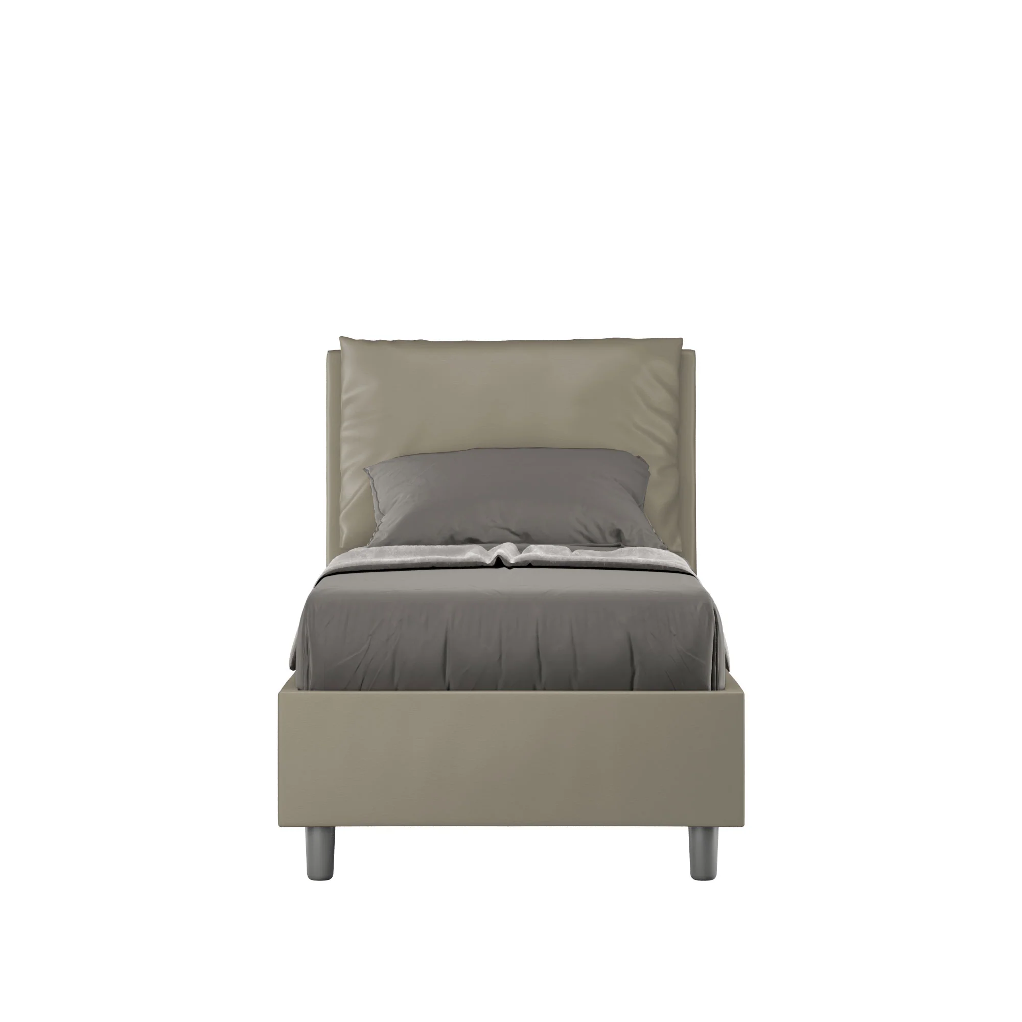 Letto singolo imbottito similpelle Antea senza rete, con rete e contenitore - Image 9