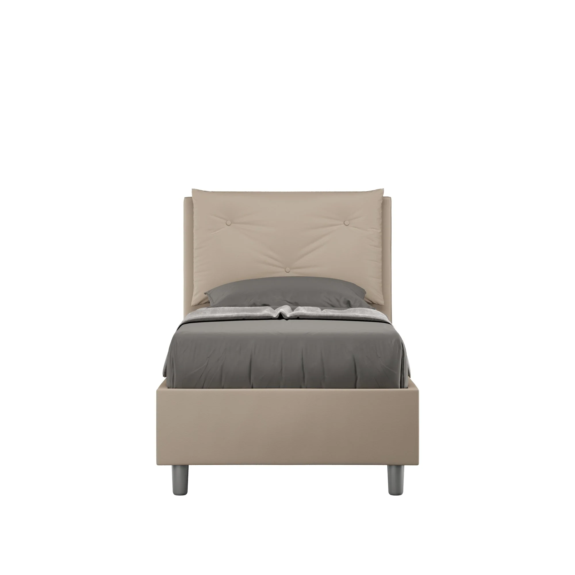 Letto singolo imbottito similpelle Appia 80x210 senza rete, con rete, contenitore - Image 5