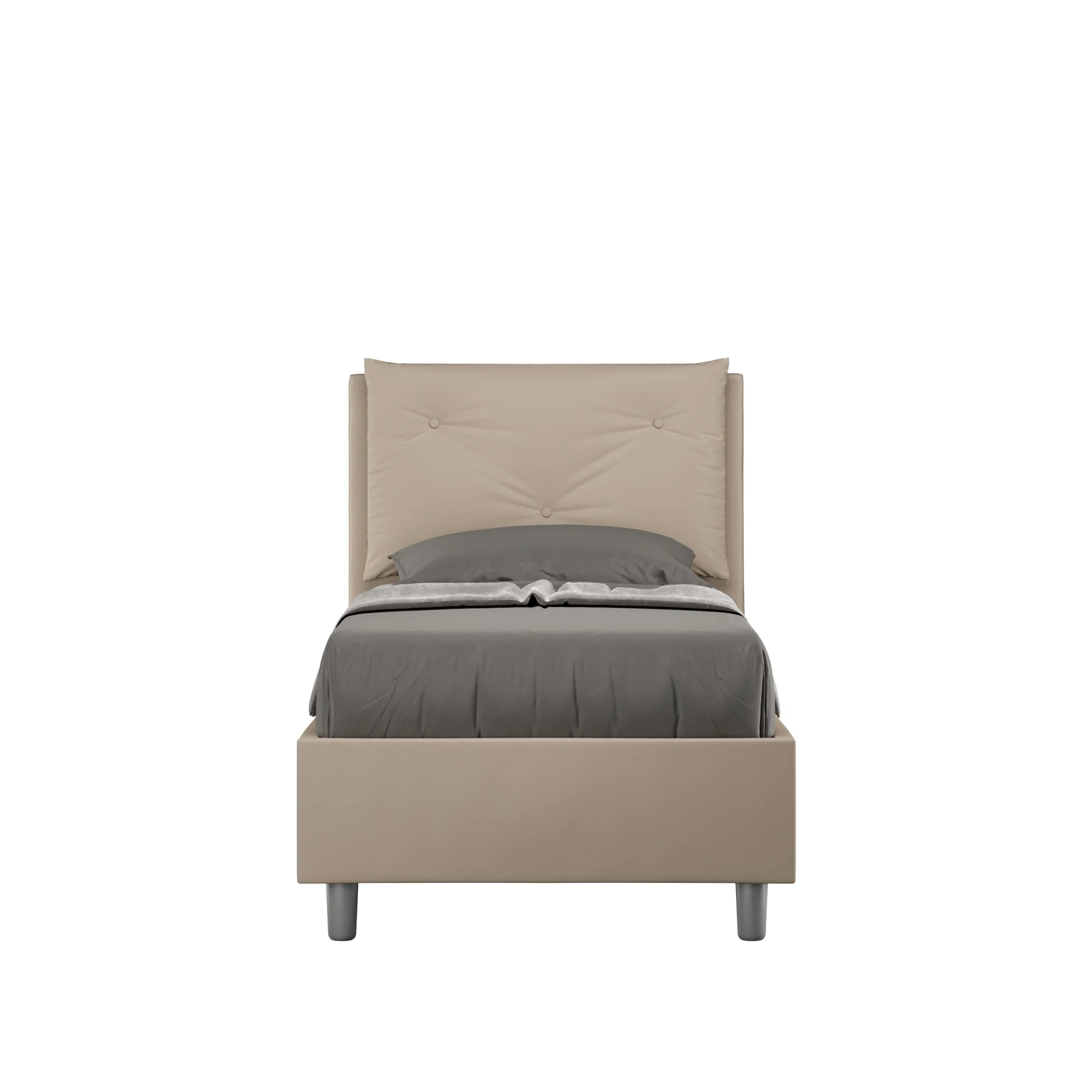Letto singolo imbottito similpelle Appia senza rete, con rete e contenitore - Image 5