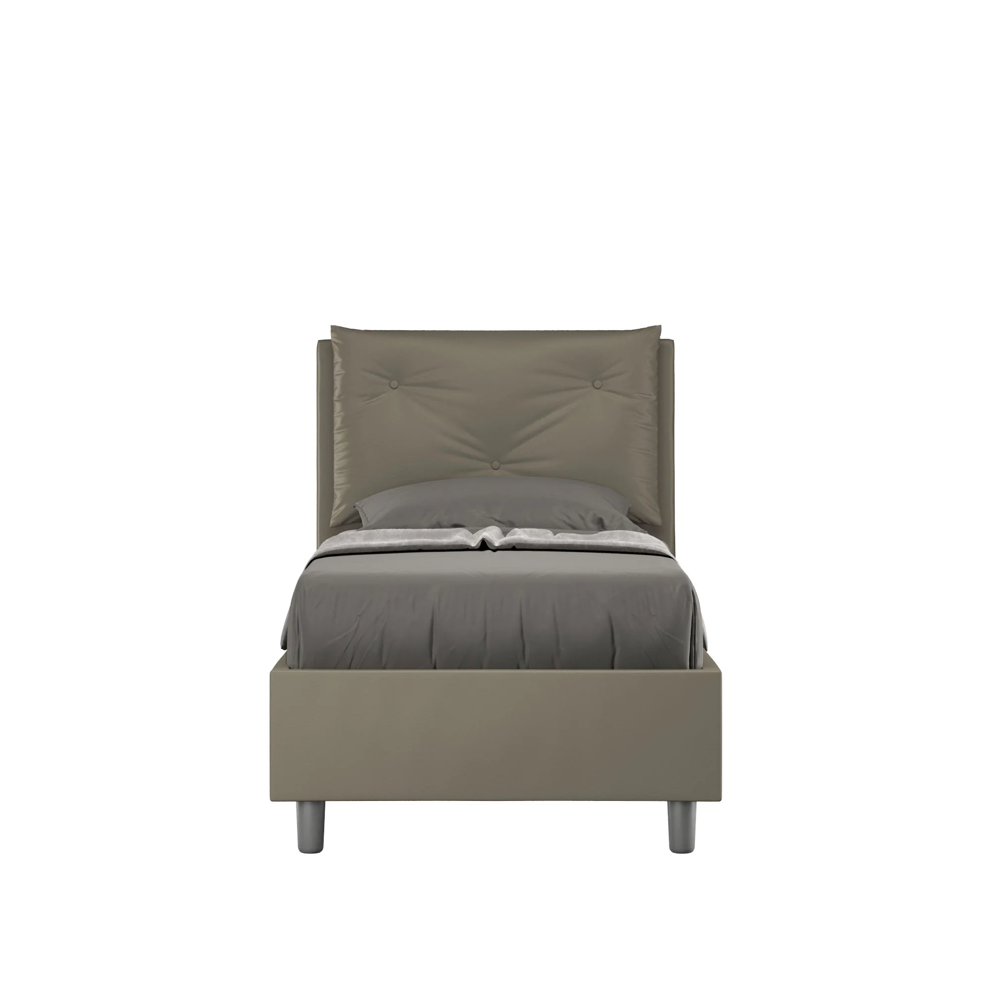Letto singolo imbottito similpelle Appia senza rete, con rete e contenitore - Image 7