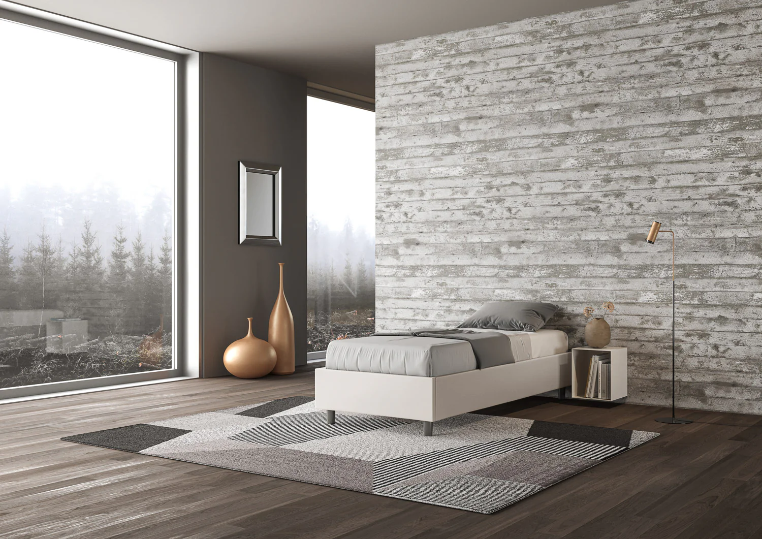 Letto singolo imbottito similpelle Azelia con e senza rete e contenitore - Image 4