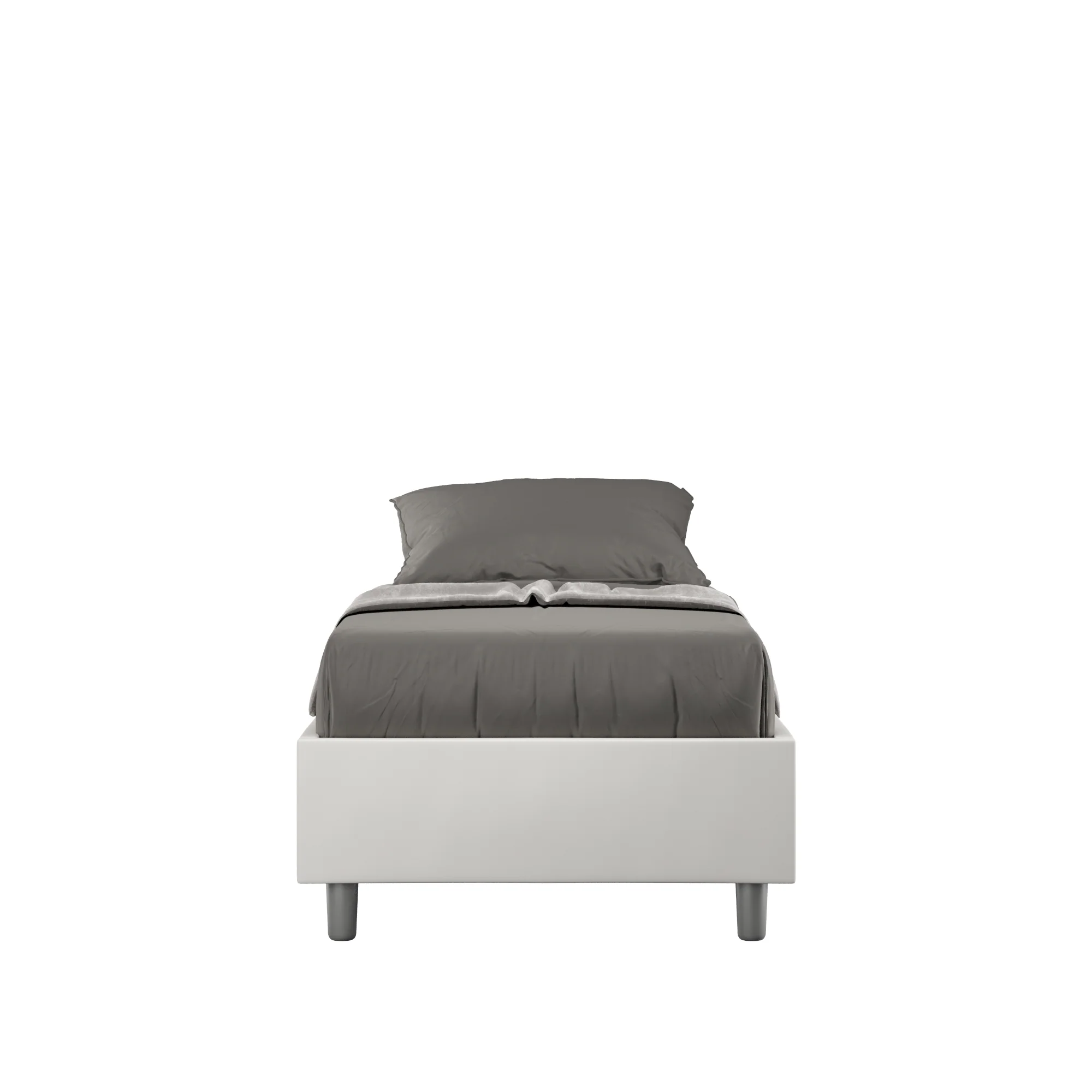 Letto singolo imbottito similpelle Azelia con e senza rete e contenitore