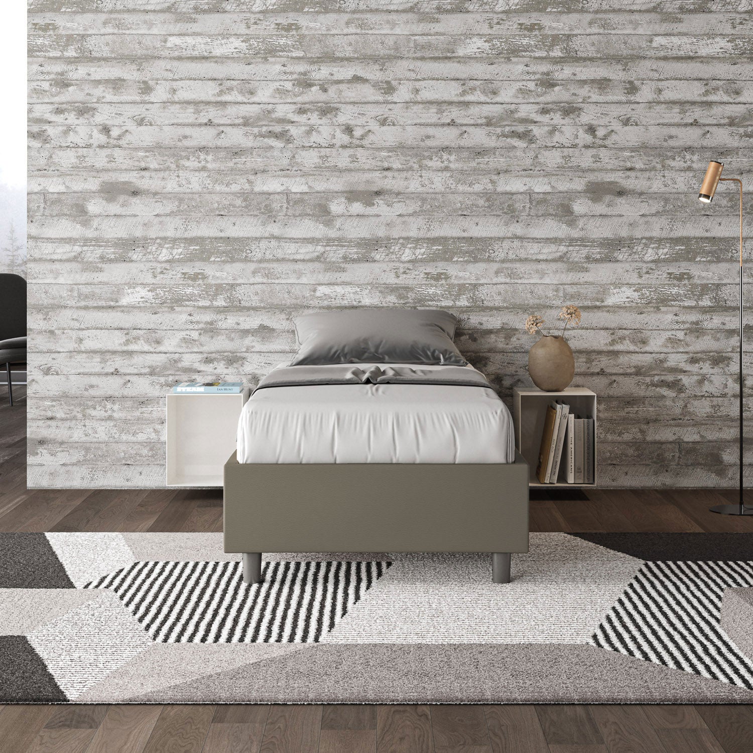 Letto singolo imbottito similpelle Azelia con e senza rete e contenitore - Image 23