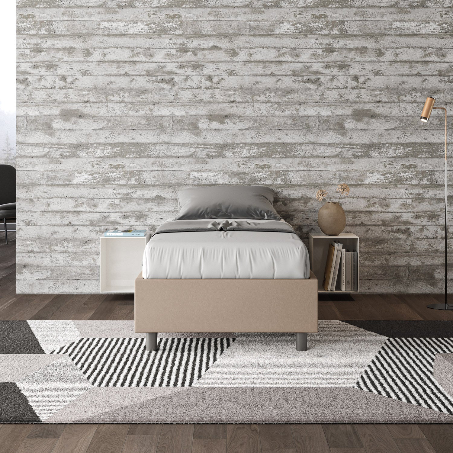 Letto singolo imbottito similpelle Azelia con e senza rete e contenitore - Image 28