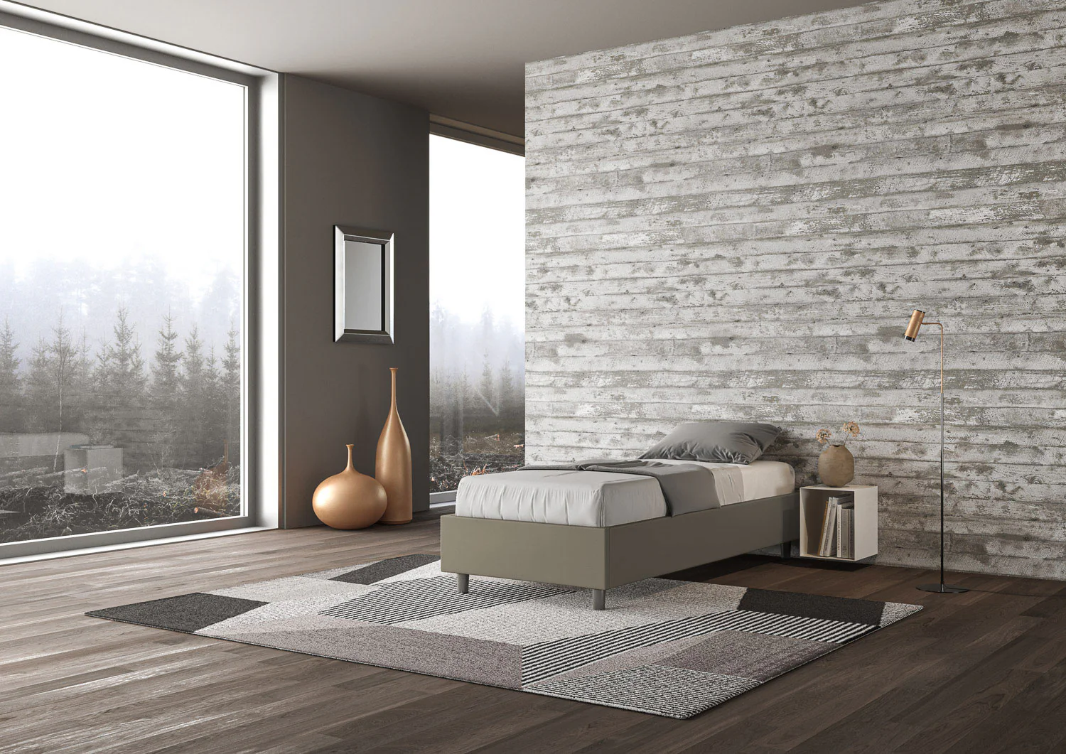 Letto singolo imbottito similpelle Azelia con e senza rete e contenitore - Image 35
