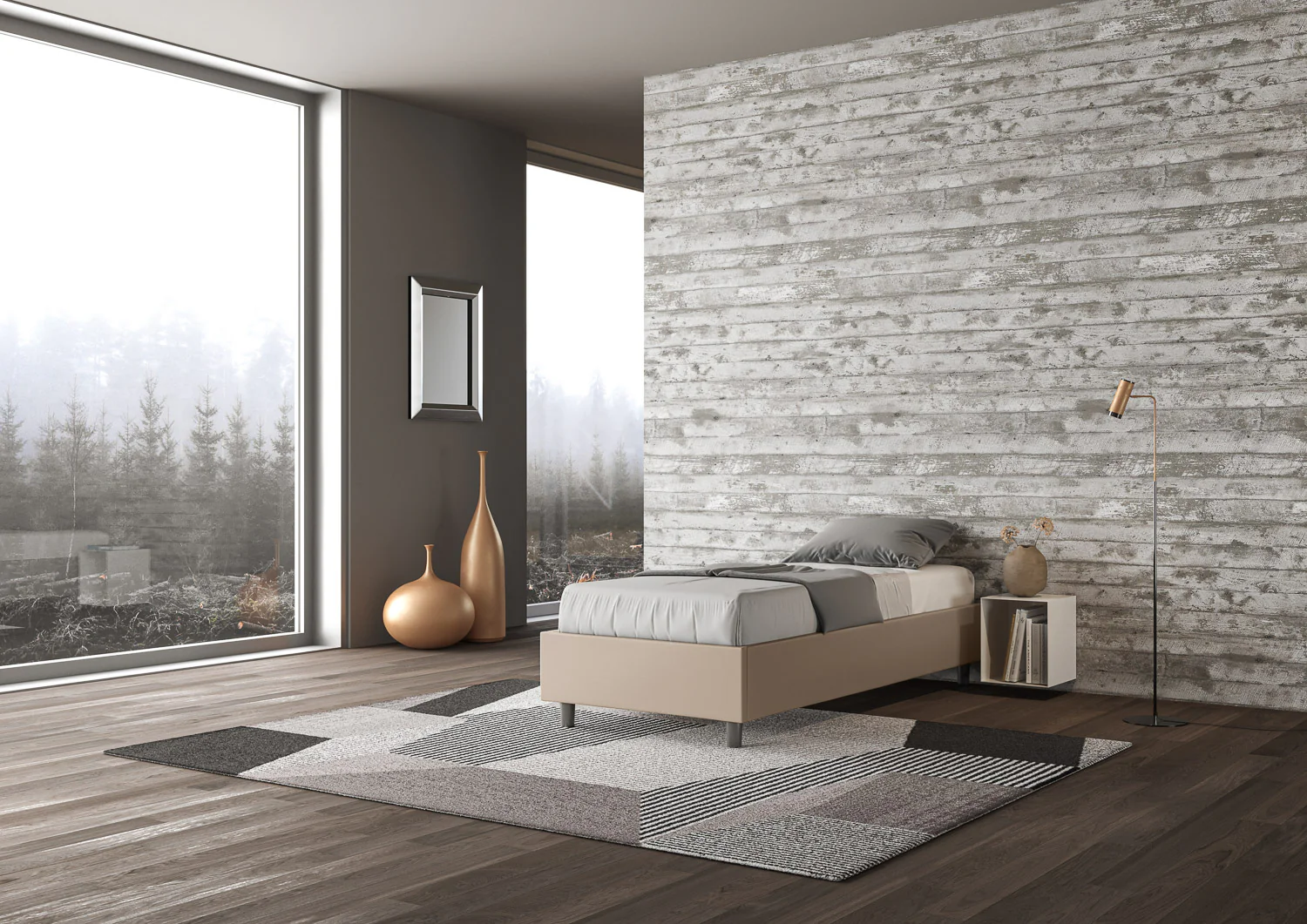 Letto singolo imbottito similpelle Azelia con e senza rete e contenitore - Image 39