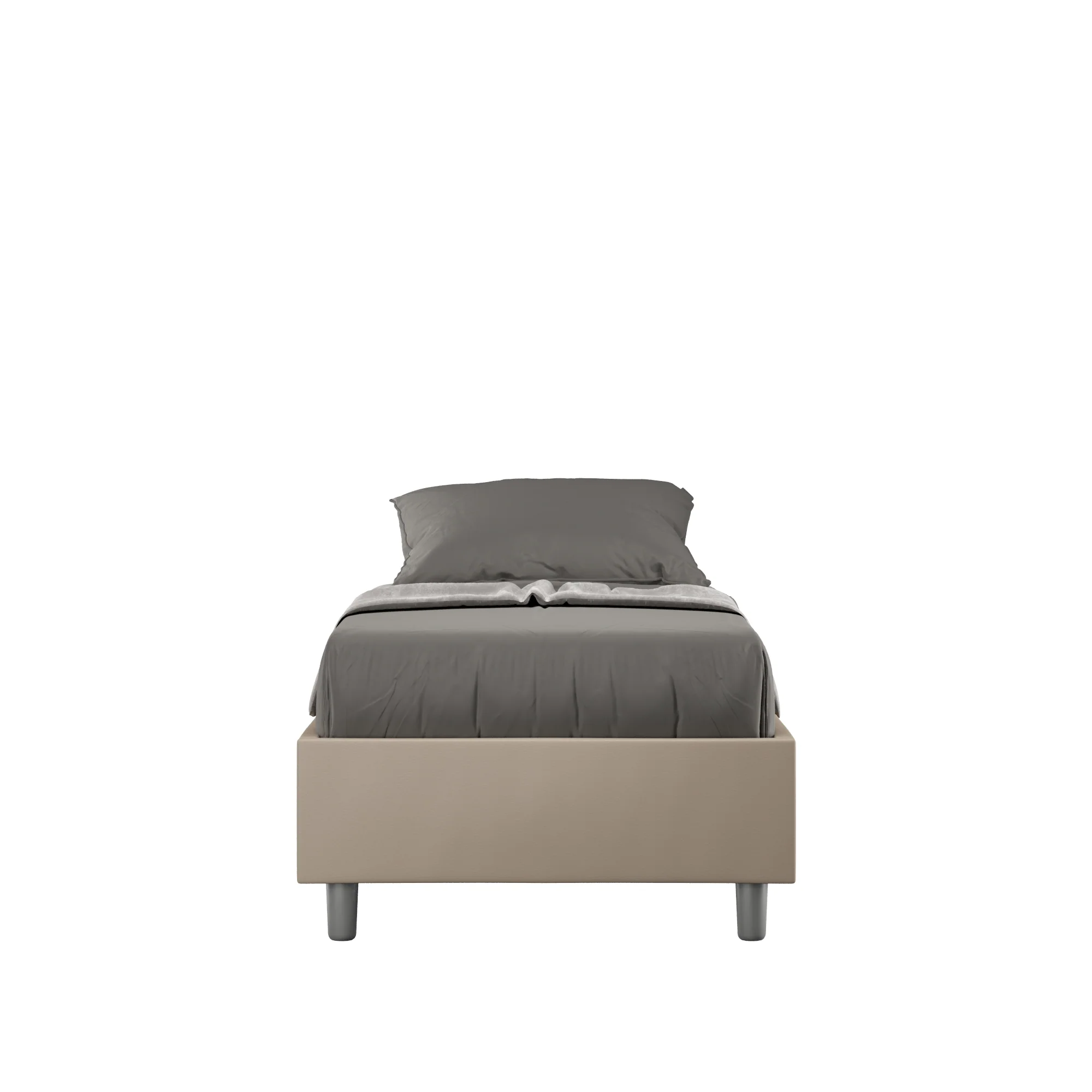 Letto singolo imbottito similpelle Azelia con rete, contenitore e senza rete - Image 10