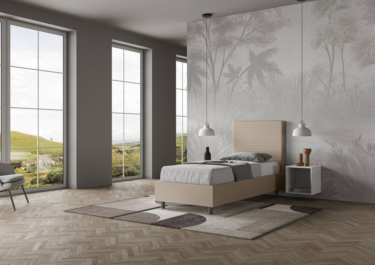 Letto singolo imbottito similpelle Focus - Image 8