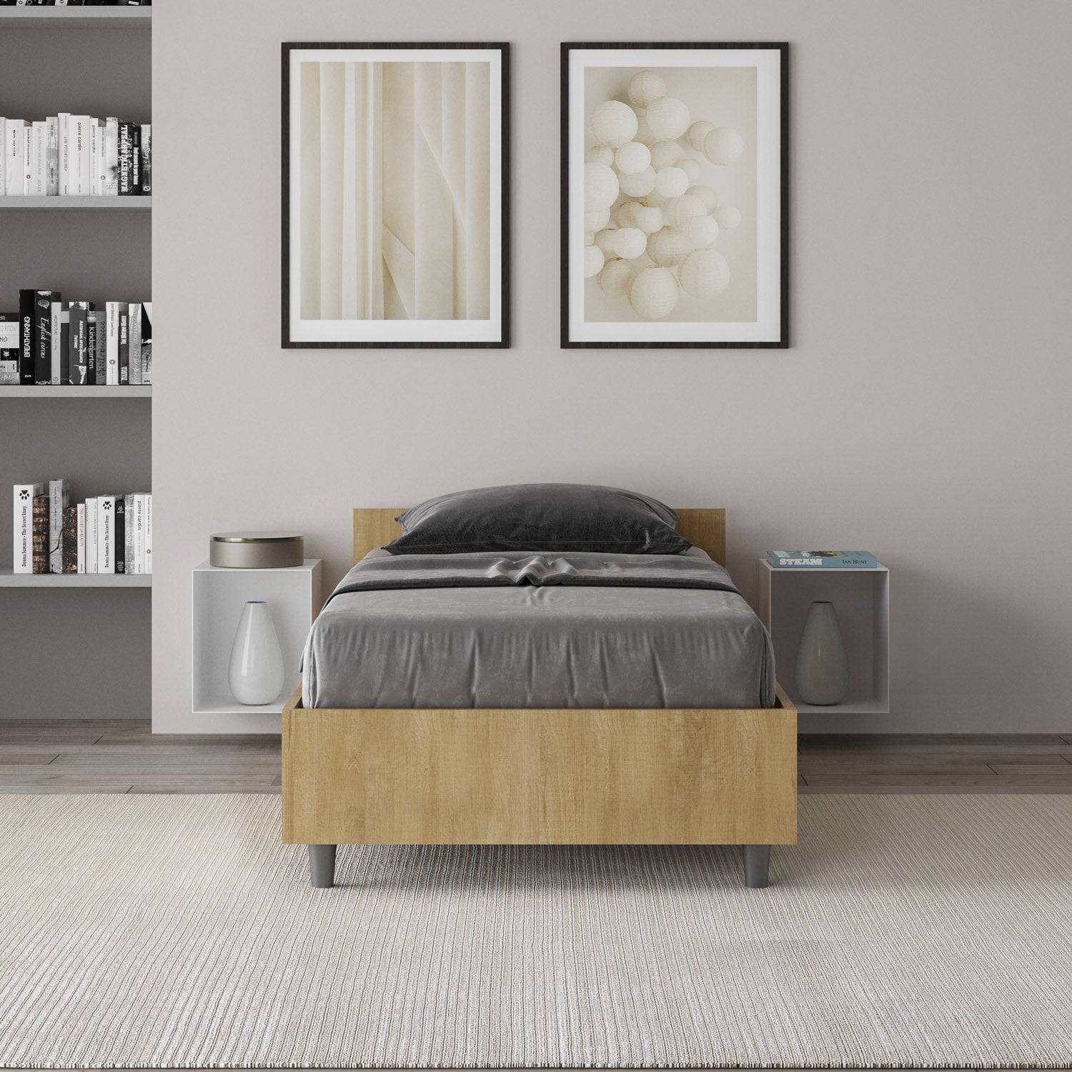 Letto singolo senza rete, con rete e contenitore 80x200 Nuamo - Image 10