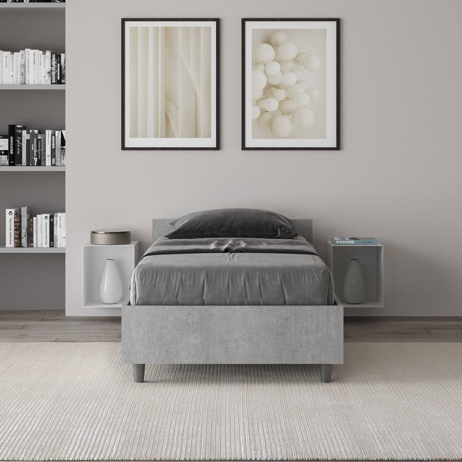 Letto singolo senza rete, con rete e contenitore 80x200 Nuamo - Image 12