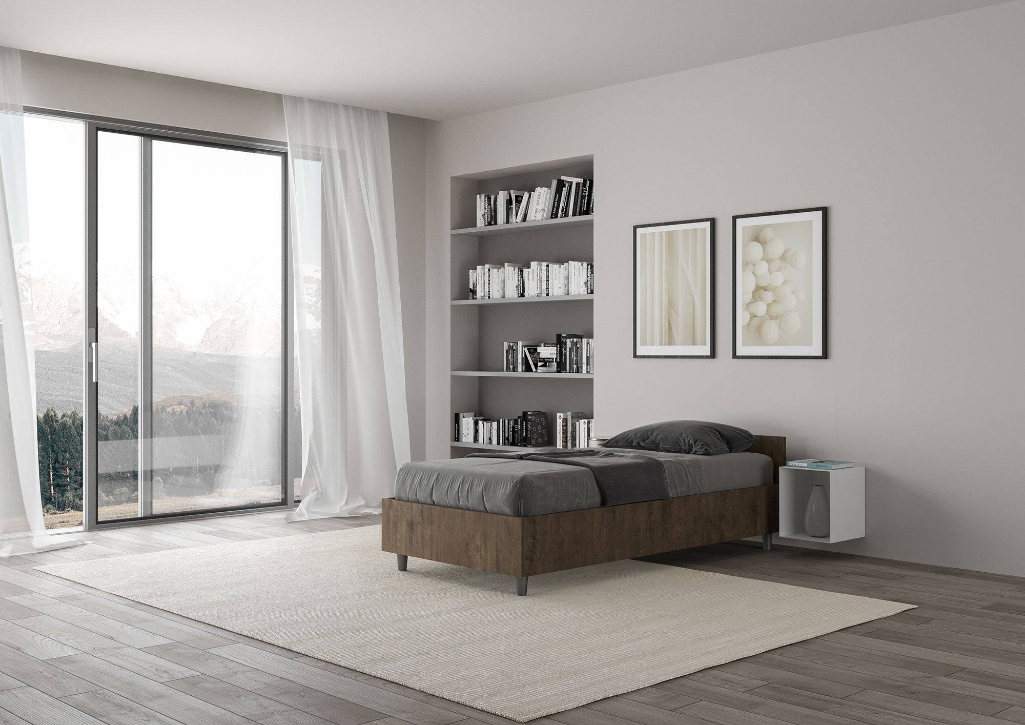 Letto singolo senza rete, con rete e contenitore 80x200 Nuamo - Image 8