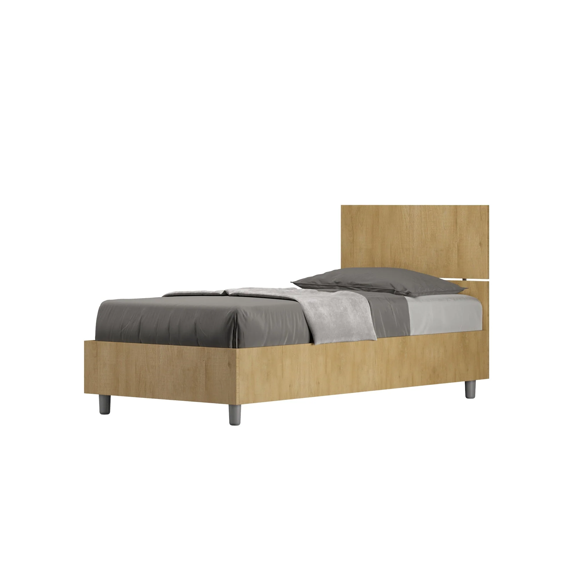 Letto singolo senza rete, con rete e contenitore 80x200 testata dritta Demas - Image 9