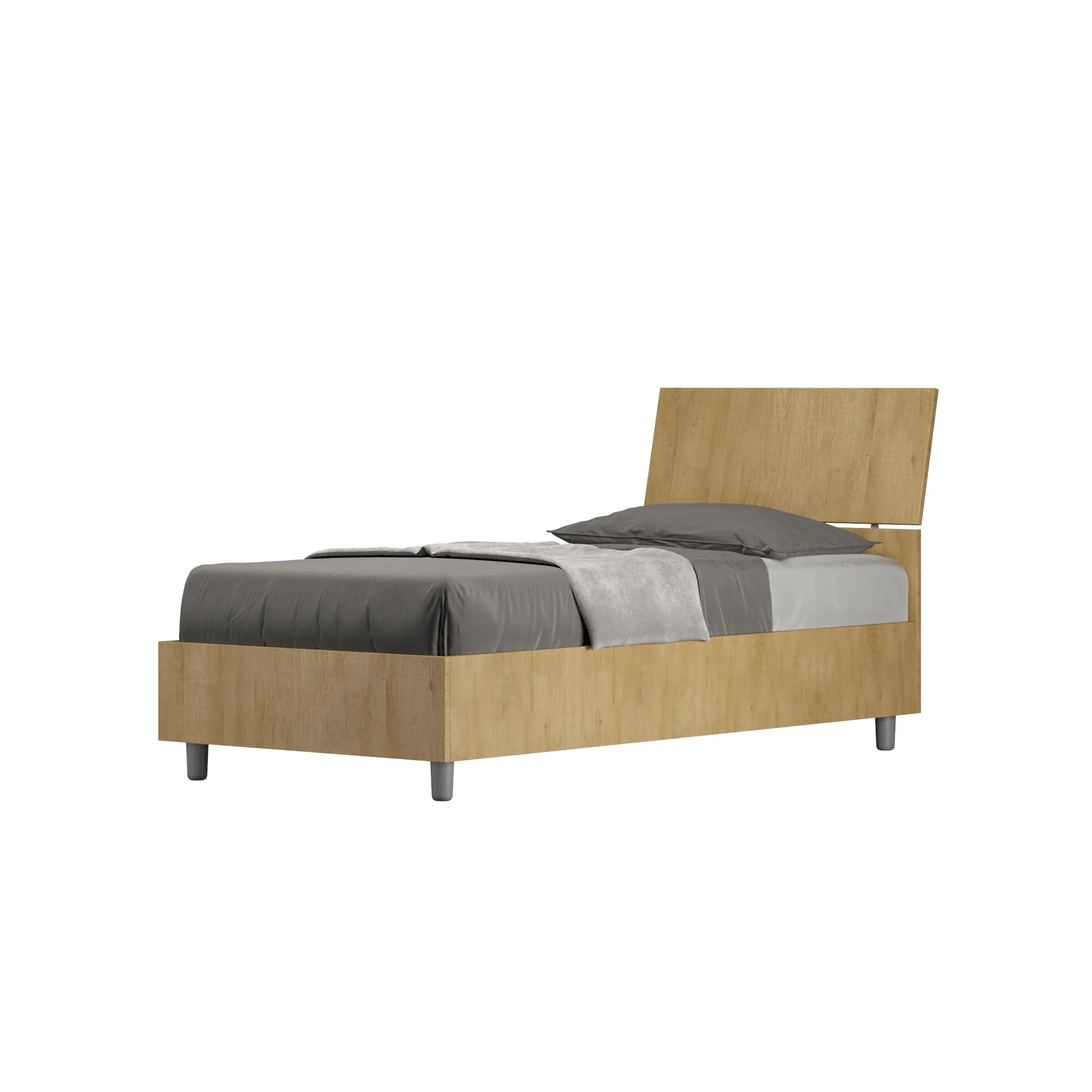 Letto singolo senza rete, con rete e contenitore 80x200 testata inclinata Demas - Image 9