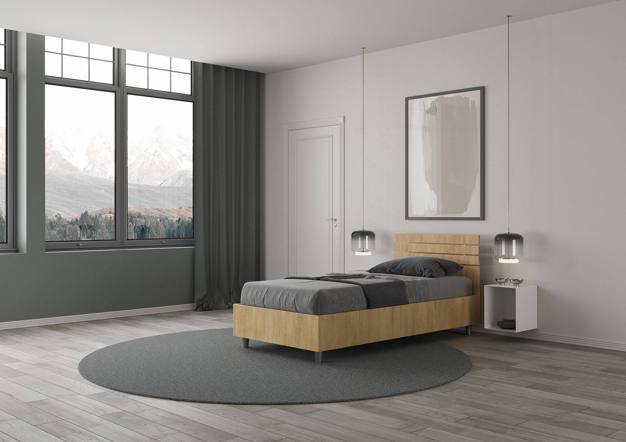 Letto singolo senza rete, con rete e contenitore testata dritta con doghe Ankel - Image 12