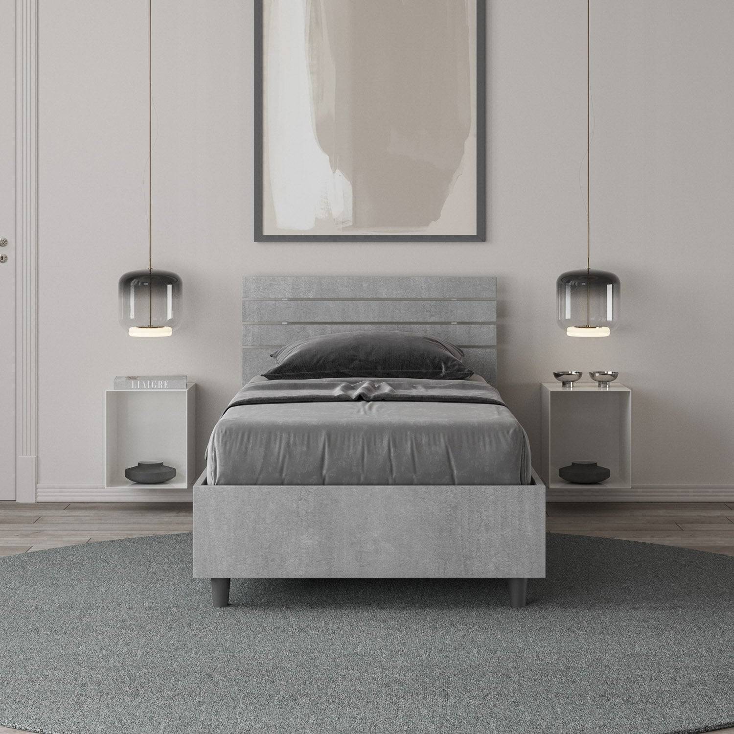 Letto singolo senza rete, con rete e contenitore testata dritta con doghe Ankel - Image 14