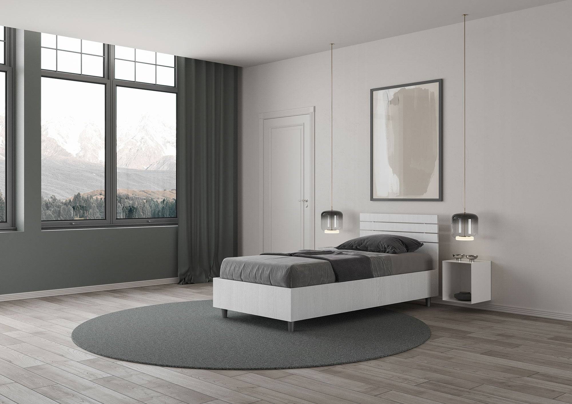 Letto singolo senza rete, con rete e contenitore testata dritta con doghe Ankel - Image 4