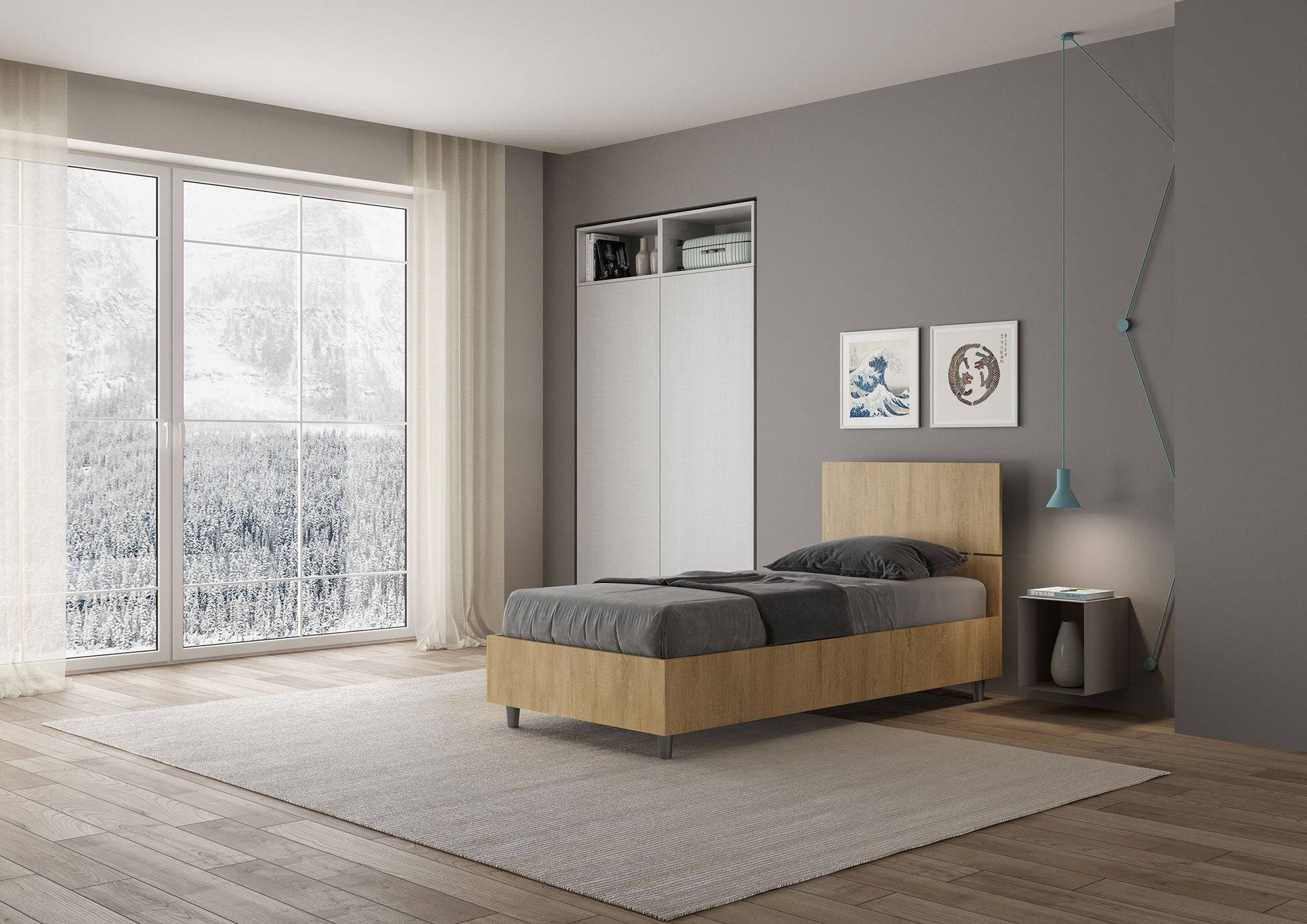 Letto Singolo 80x190 Demas con Rete Contenitore e Stile Minimalista - Image 11