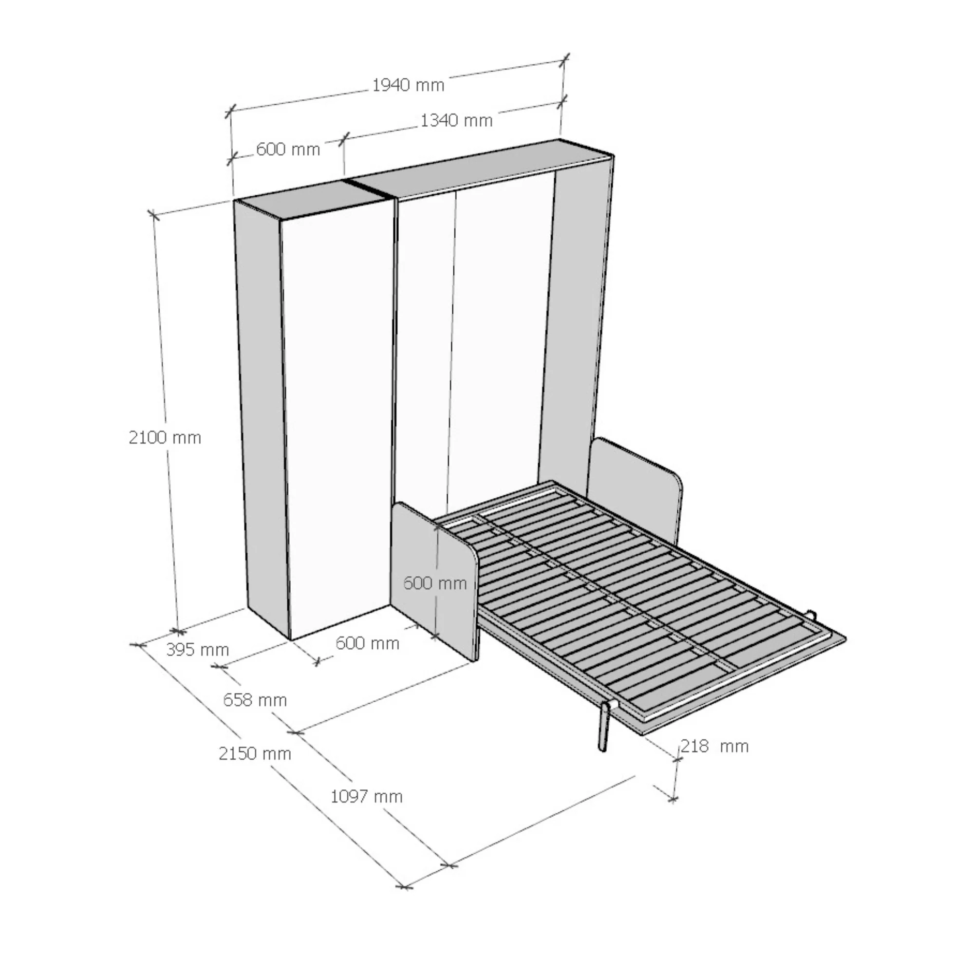 Letto una piazza e mezza a scomparsa 120 verticale Kentaro Sofà - Image 19