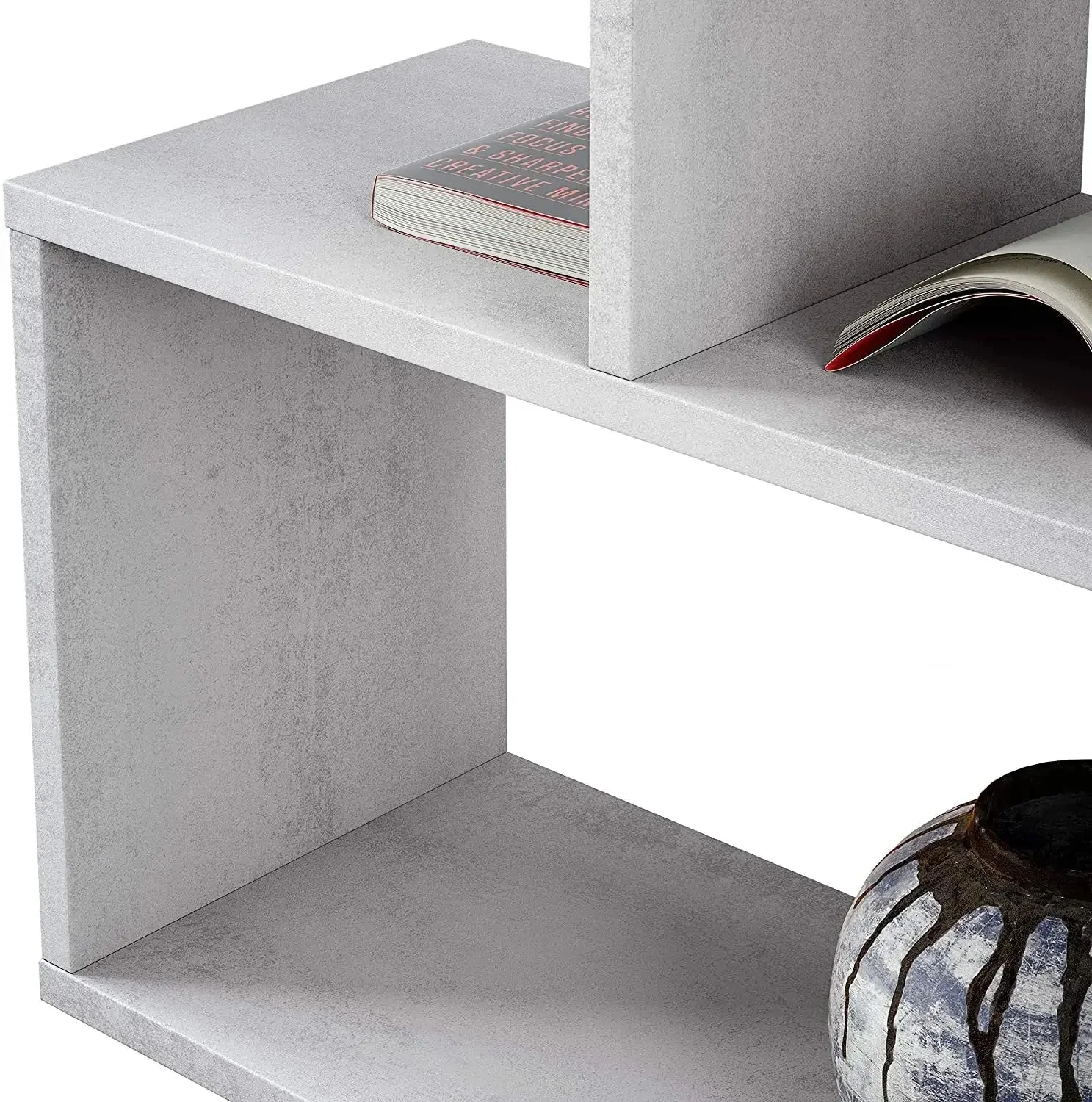libreria Fores grigia alta in melamina 80x25x192 cm con ripiani regolabili - Image 5