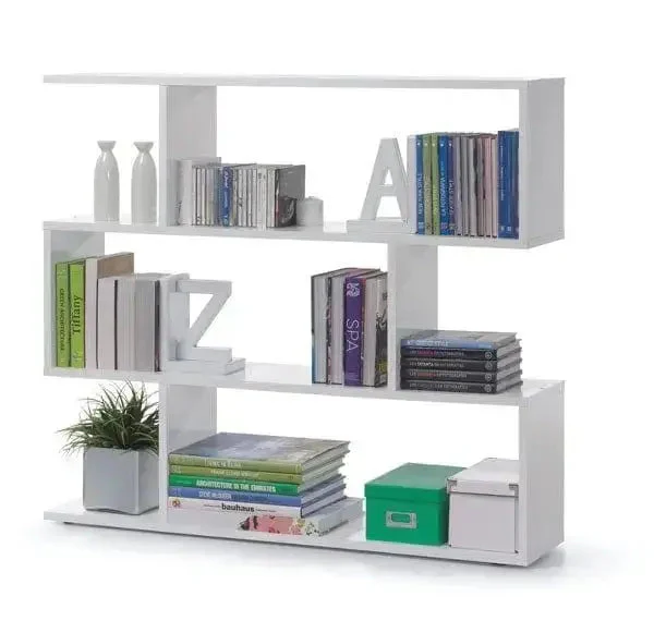 Libreria Modulare Athena Bianca con Struttura in Legno MDF
